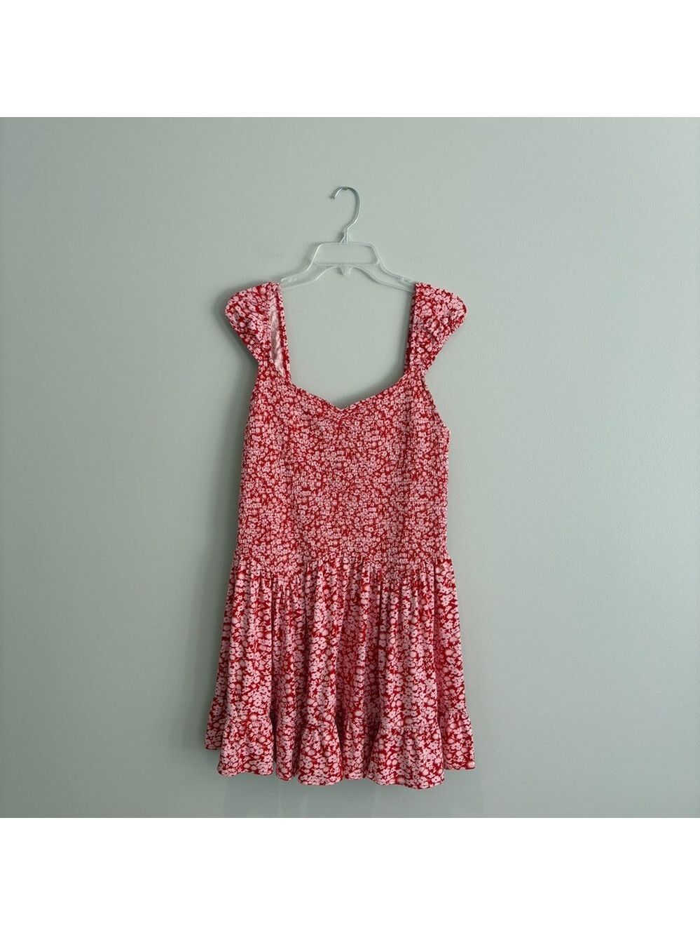 Urban Outfitters Red Floral Mini Dress With Stretch Bodice Size XL